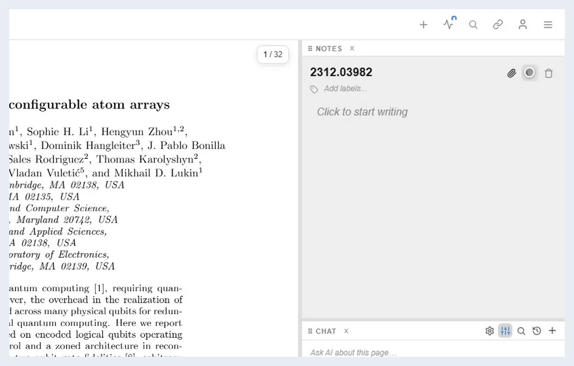 A freshly opened paper resolves its title, authors and venue; one click copies BibTeX or a slide-ready citation